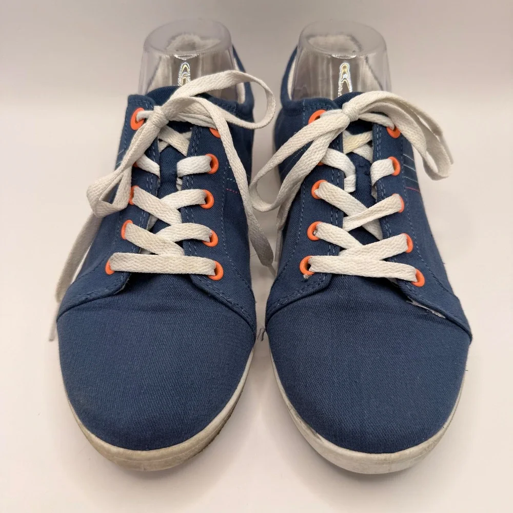 Vionic Beach Stinson Navy Blue Canvas Lace Up Sneakers‎ Womens Size 10 Vegan